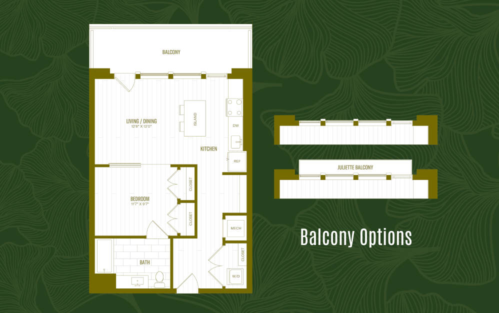 A1 - 1 bedroom floorplan layout with 1 bathroom and 690 square feet (Floor 1)