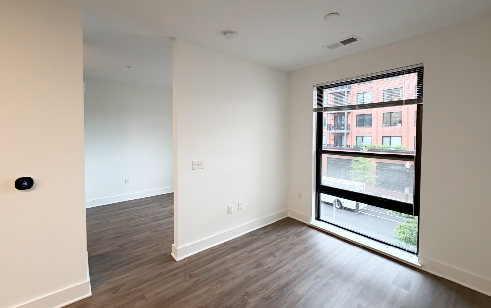 Open concept living area in Washington DC apartment at The Hartley