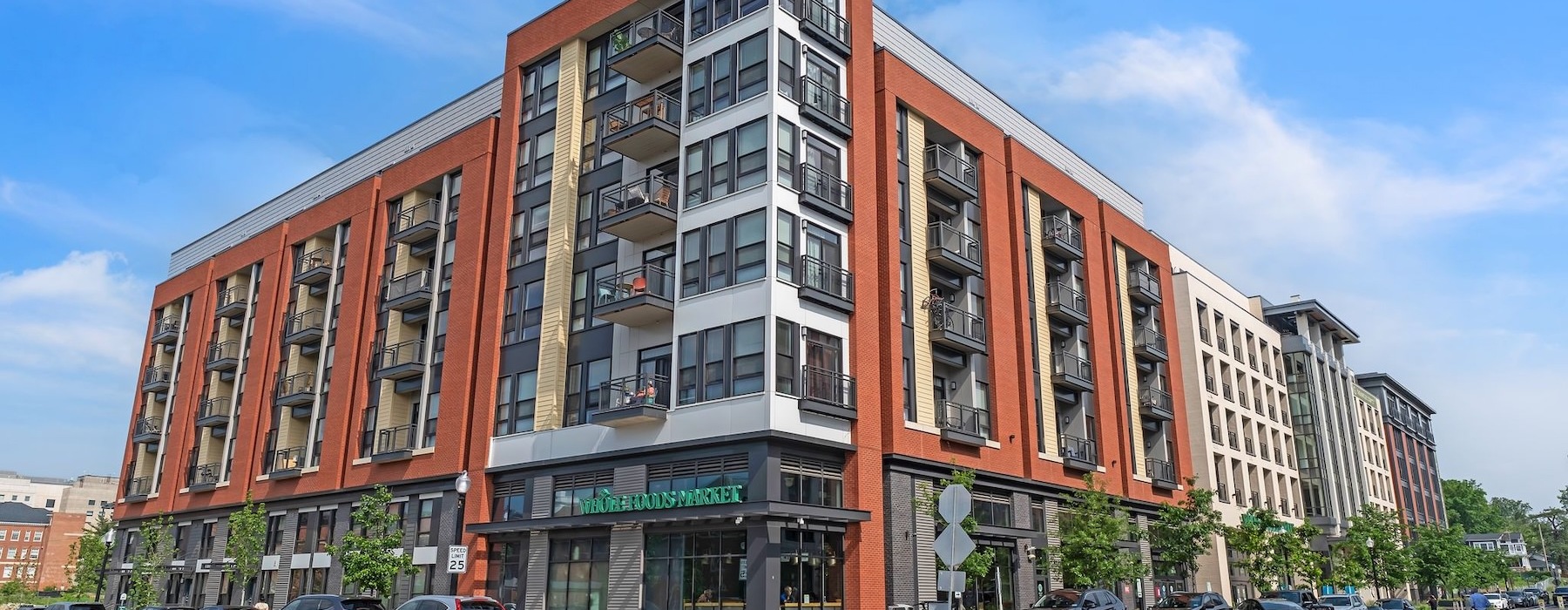 a multi-story building with many windows